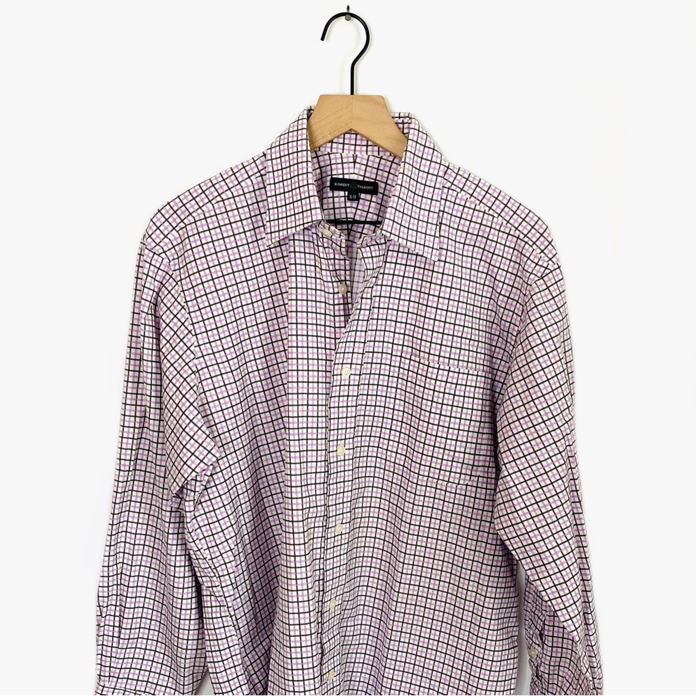 Robert Talbott Pink Grid Pattern Dress Shirt 16 - image 7